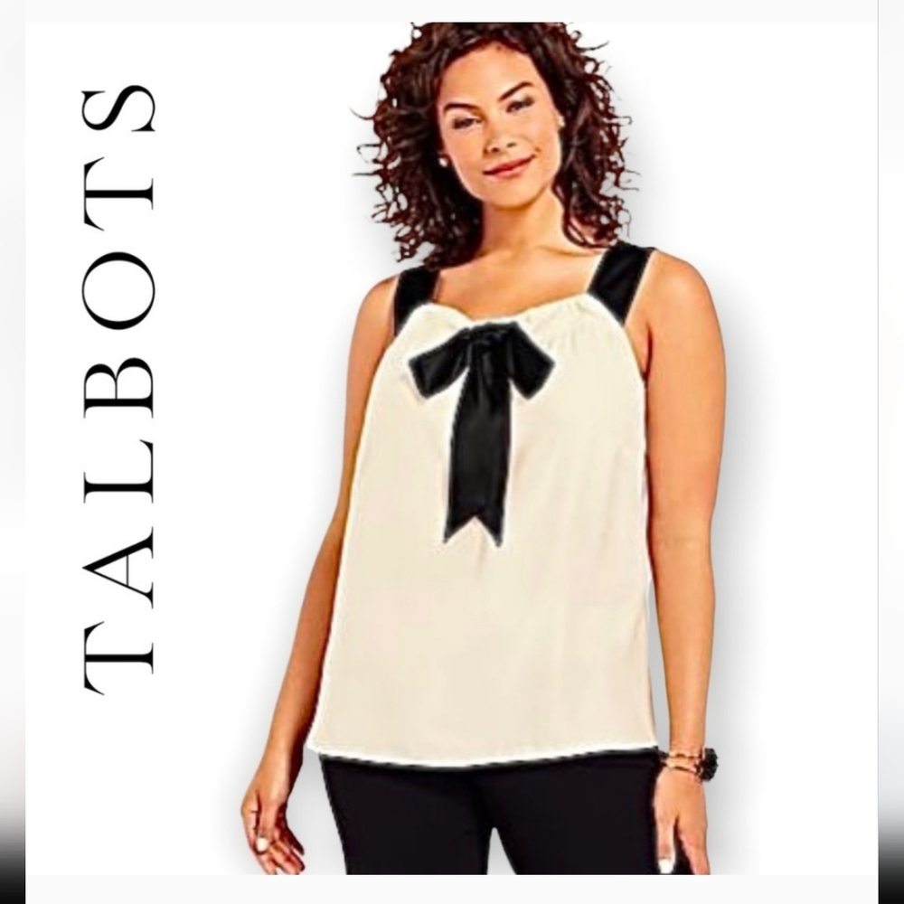NWT M RSVP by Talbots Silk Sleeveless Top With Bow 100 Percent SILK!!